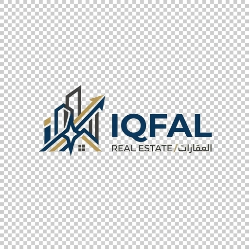 شعار IQFAL مع رسوم بيانية للعقارات